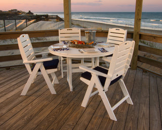 Polywood Nautical 5-Piece Round Farmhouse Dining Set, Sand