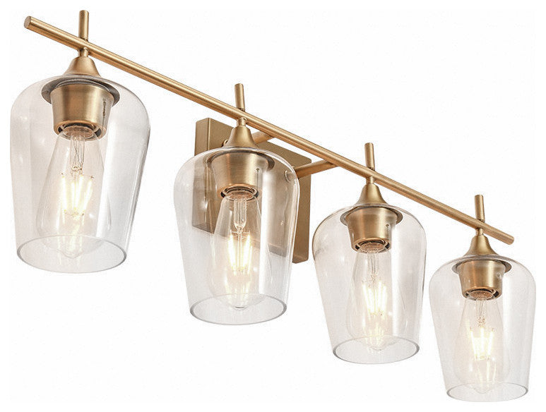 Modern Bathroom Dimmable Vanity Light, Gold, 4 Light