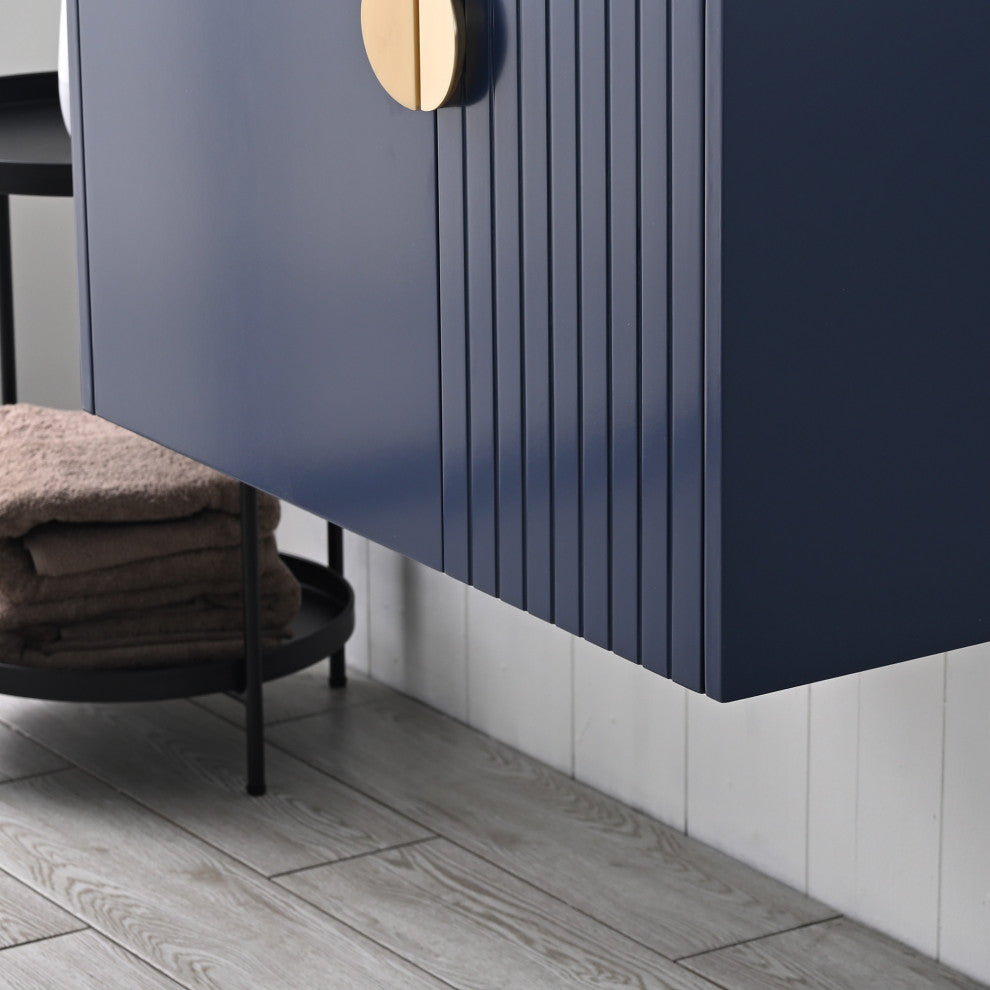 Floating Bathroom Vanity with Sink, Wood Bathroom Vanity Cabinet, Blue, 30"