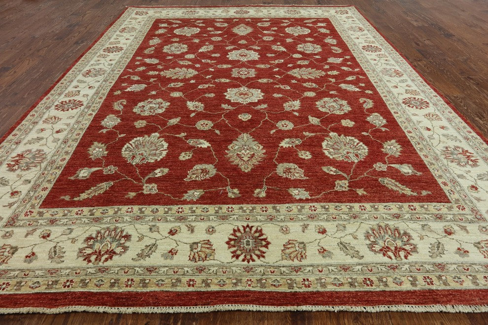 9'x12' Traditional Oushak Style Hand Knotted Peshawar Rug, W2513