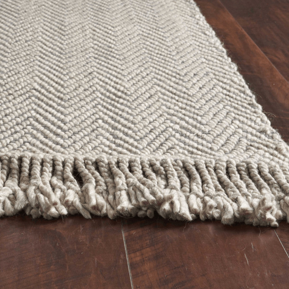 8'X10' Oatmeal Beige Hand Woven Herringbone Indoor Area Rug
