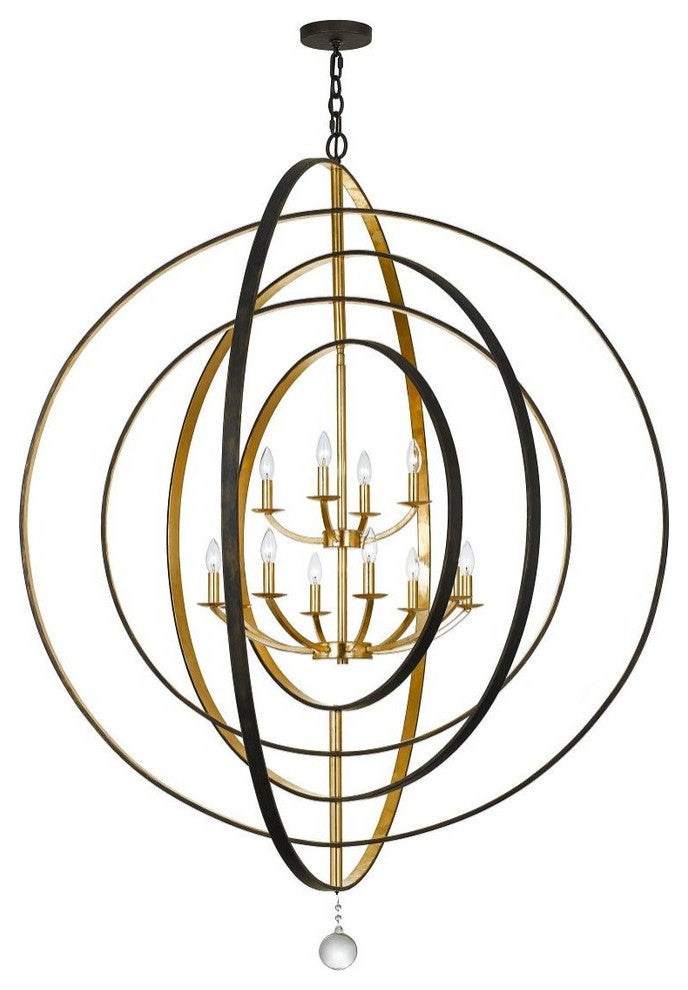 Luna 12 Light Bronze & Gold Chandelier