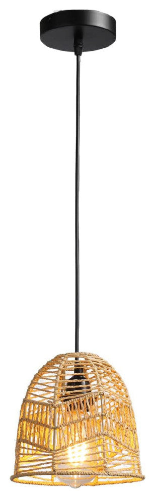 Natural & black light 7.87" Hanging Lamp Farmhouse Pendant Lighting Fixture