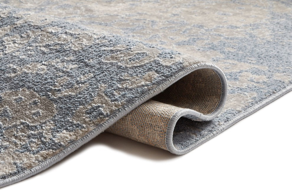 Well Woven Pearl Ora Blue Modern Distressed Oriental Soft Area Rug