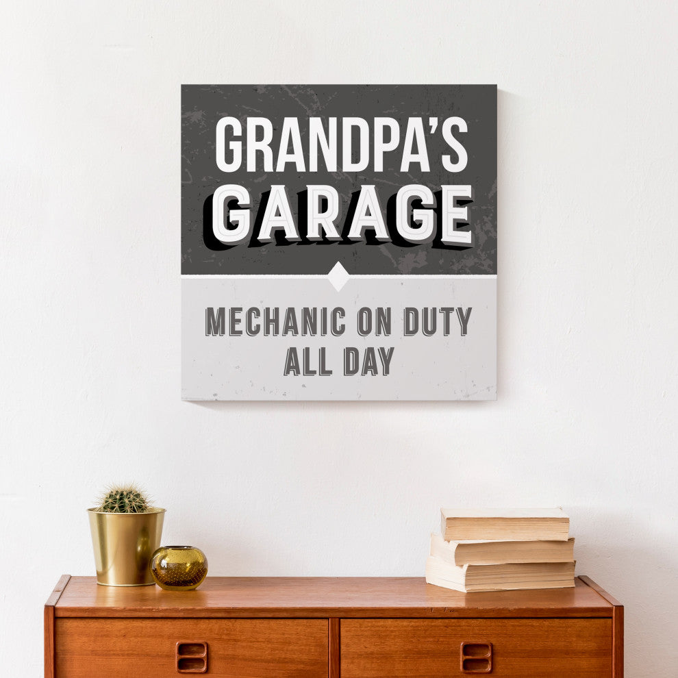 Garage Gray Grandpa 16x16 Canvas Wall Art