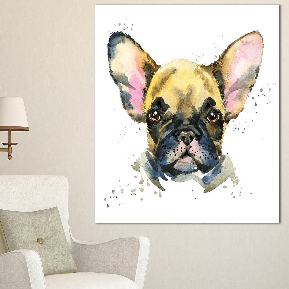 Watercolor Brown Dog Illustration, Contemporary Animal Art Canvas, 30"x40"