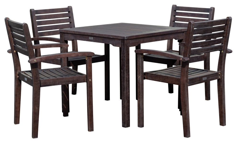 DTY Outdoor Living Leadville 5-Piece Eucalyptus Dining Set, Espresso