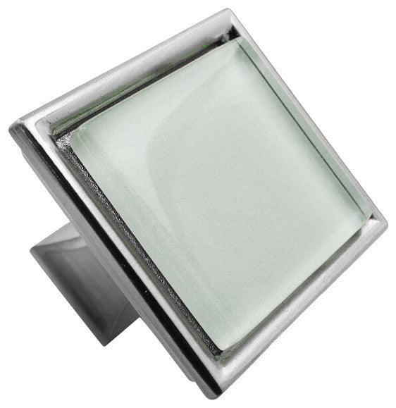Crystal White Crystal Glass Brushed Nickel Madison Classic Knob