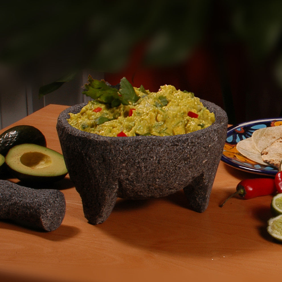 Ancient Cookware, Authentic Mexican Lava Stone Molcajete, 8 Inches