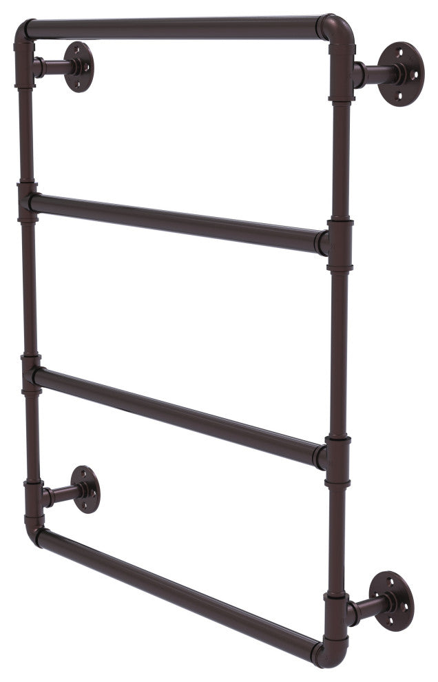 Pipeline Wall Mounted Ladder Towel Bar, Antique Bronze, 30"