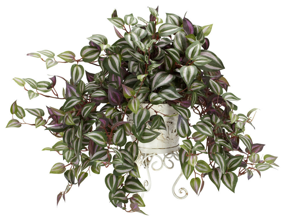 Wandering Jew With Metal Planter Silk Plant