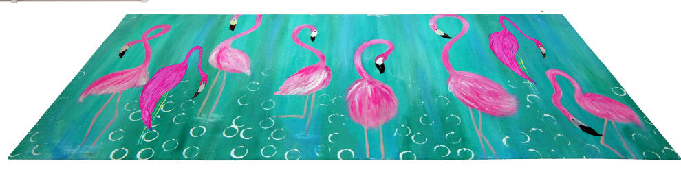 Chenille indoor area rugs size 96"w x 60" h, Flamingos