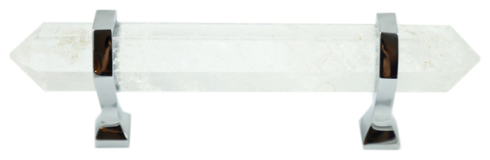 Clear Crystal Quartz Pull for Closet Doors , Chrome