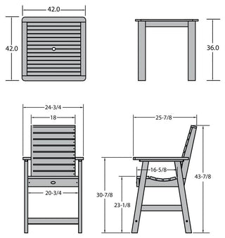 Glennville 5-Piece Square Dining Set, Weathered Acorn, Eucalyptus
