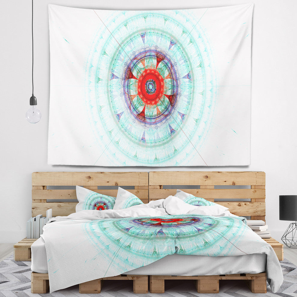 Light Blue Fractal Sphere Abstract Wall Tapestry, 60"x50"