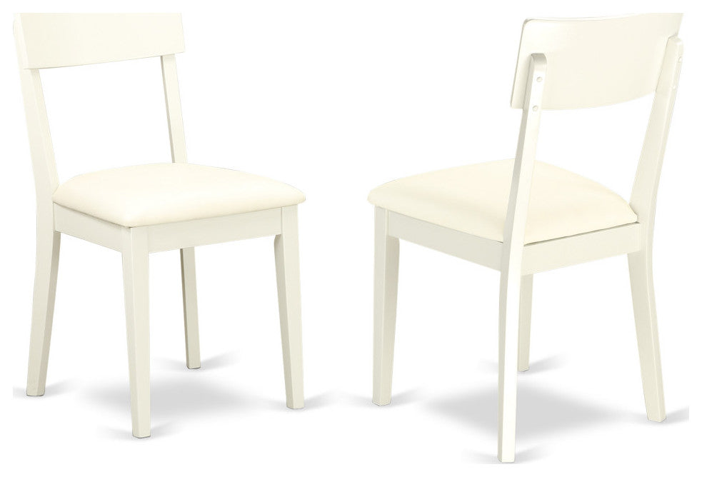 5Pc Hartland Set, One Dining Table, Four Faux Leather Seat Chairs, Linen White.