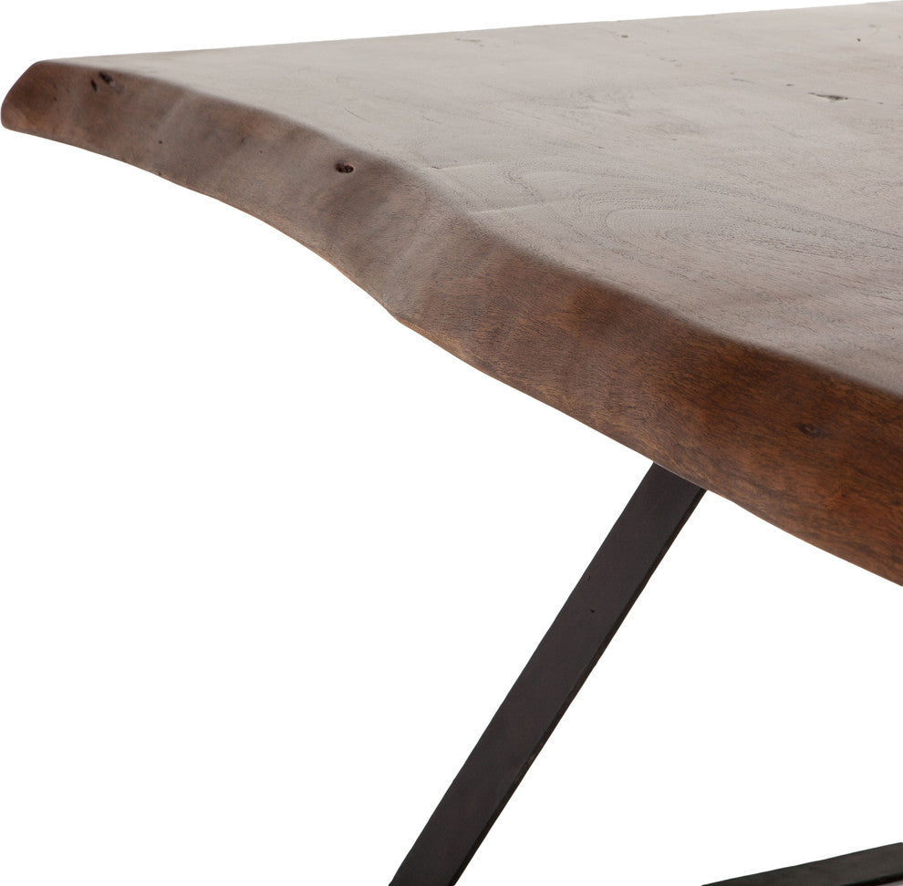 Nottingham 106-Inch Acacia Wood Live Edge Dining Table in Walnut Finish