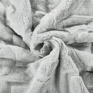 Tatami Faux Fur Throw Blanket & Pillow Shell Set, Silver