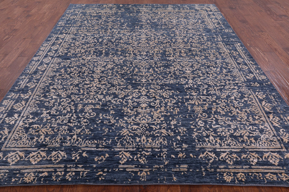 8' 1" X 10' 1" Hand Knotted Wool and Silk Persian Rug Q6252