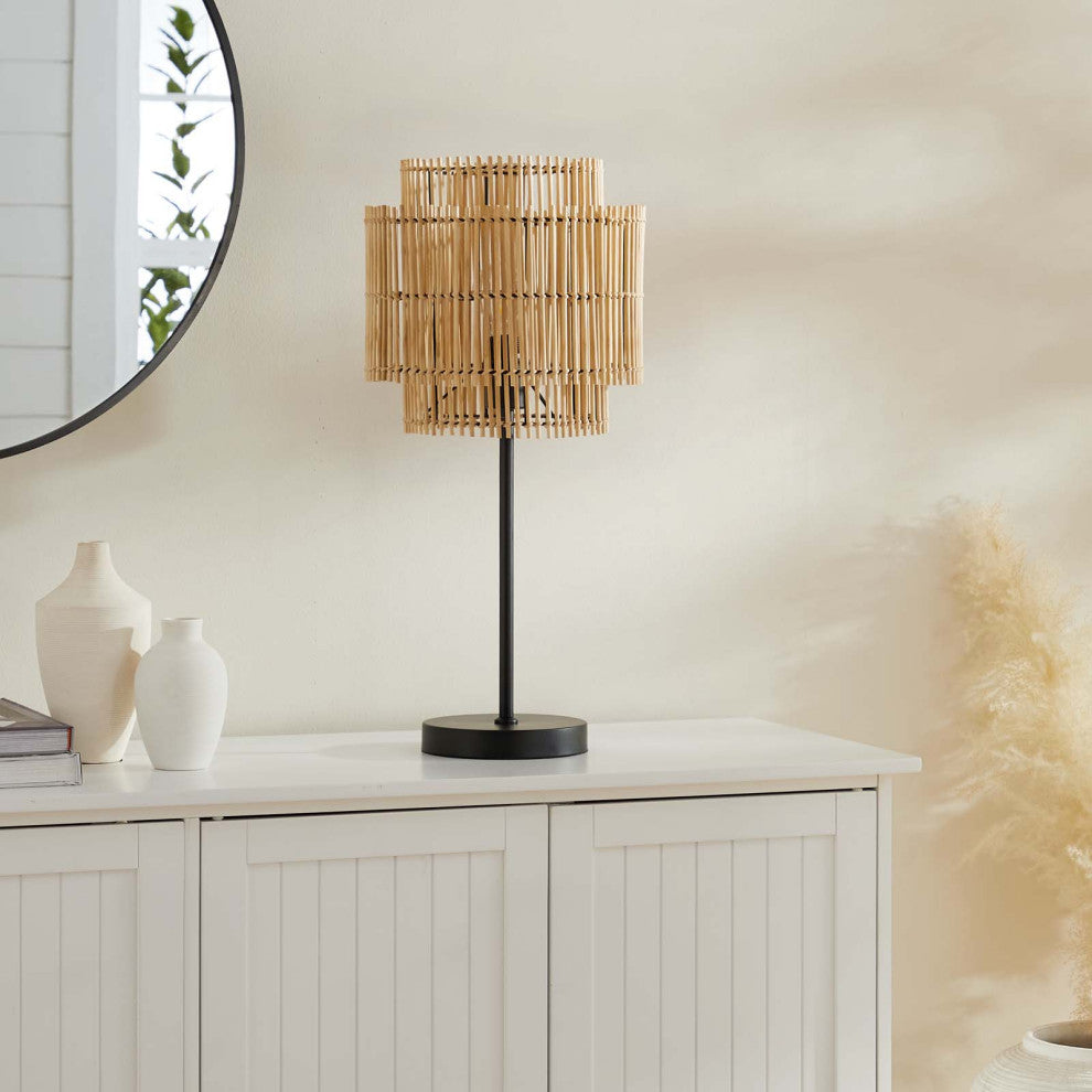 Table Lamp, Natural, Wood, Modern, Living Kitchen Cafe Bistro Hotel Restaurant