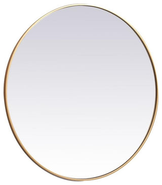 Elegant Decor Eternity 39" Round Mid Century Metal Frame Mirror in Brass