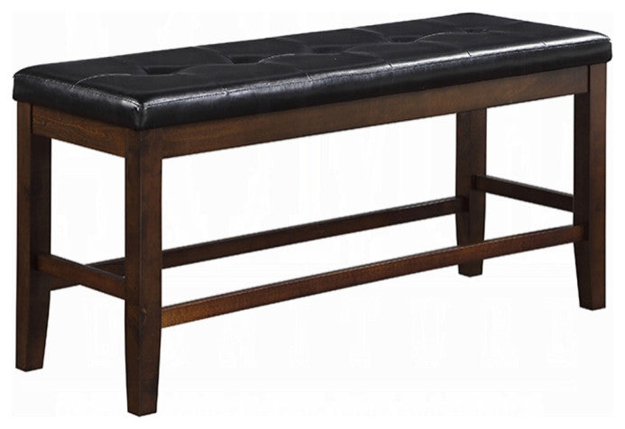 Acme Urbana Counter Height Bench, Black PU and Espresso