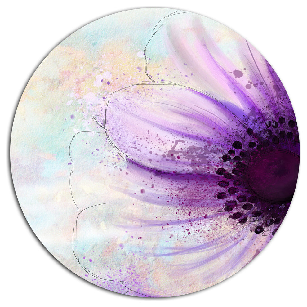 Flower With Purple Petals, Flowers Round Wall Art, 23"