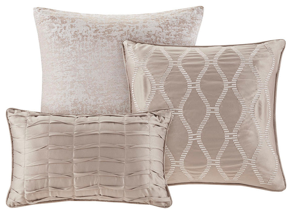 Madison Park Ava Textured Chennile 7-Piece Comforter Set, Neutral Taupe, Queen