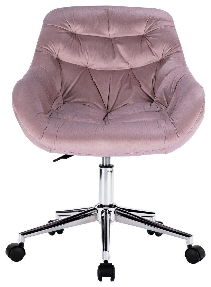 Ava Tufted Modern Chair with 360 Swivel Chair, Pink Velvet