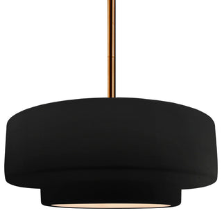 Radiance Medium Tier Pendant, Carbon Black Frame, Brushed Brass, Rigid Stem Kit