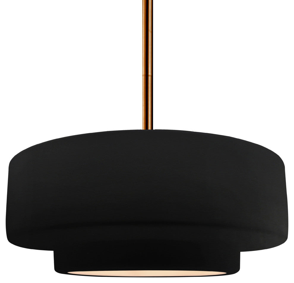 Radiance Medium Tier Pendant, Carbon Black Frame, Brushed Brass, Rigid Stem Kit