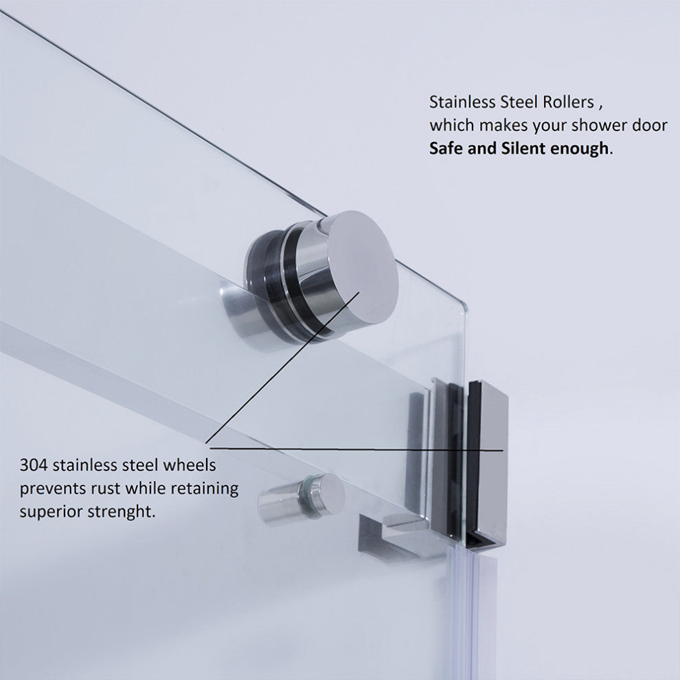 Spezia 60" W x 76" H Double Sliding Frameless Shower Door, Brushed Nickel