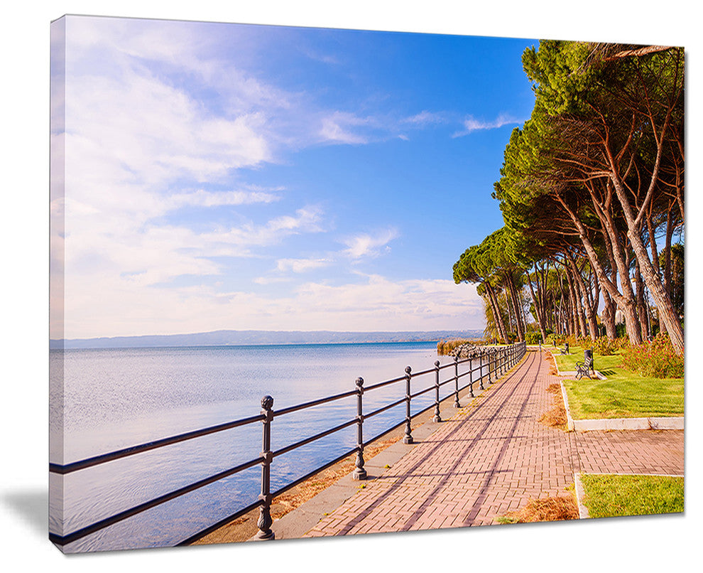 "Promenade And Pine Trees in Italy" Landscape Wall Art Print, 20"x12"