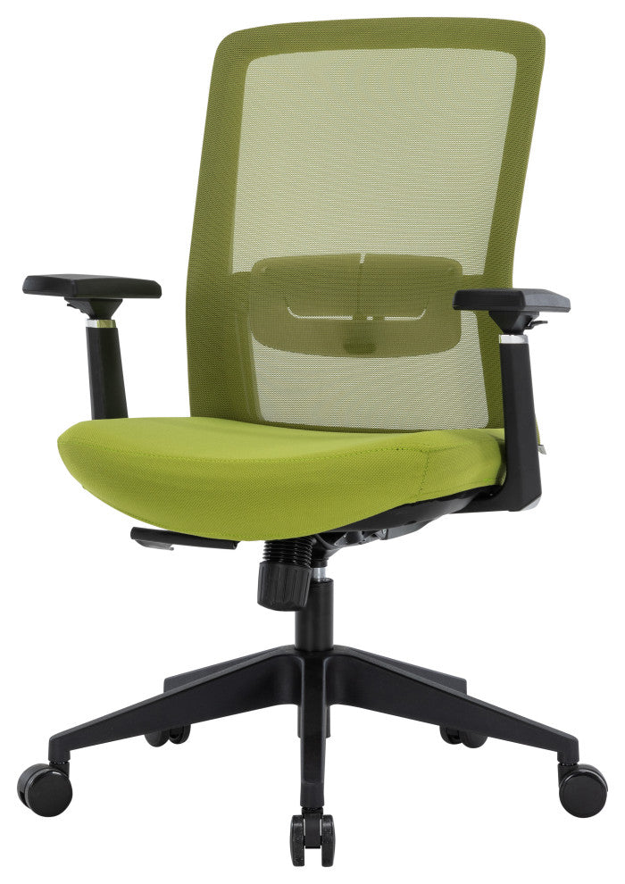 LeisureMod Ingram Modern Mesh Office Task Chair With Adjustable Armrests, Green/Green