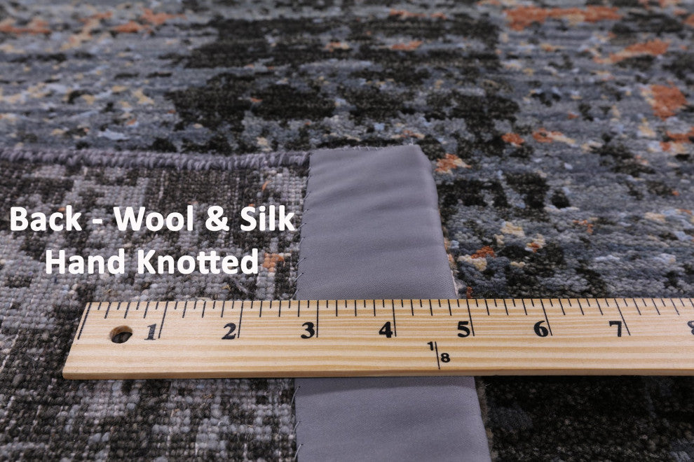 8' 11" X 12' 1" Handmade Modern Wool and Silk Rug Q6830