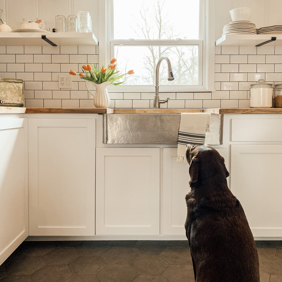 Lange Stainless Steel 32" Single Bowl Farmhouse Undermount Kitchen Sink, Brushed Stainless Steel