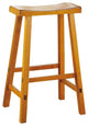 Benzara BM175973 Wooden 29" Counter Height Stool Saddle Seat,Oak Brown, Set of 2