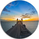 Long Wood Pier Leading To Colorful Sea, Sea Bridge Disc Artwork, 11"