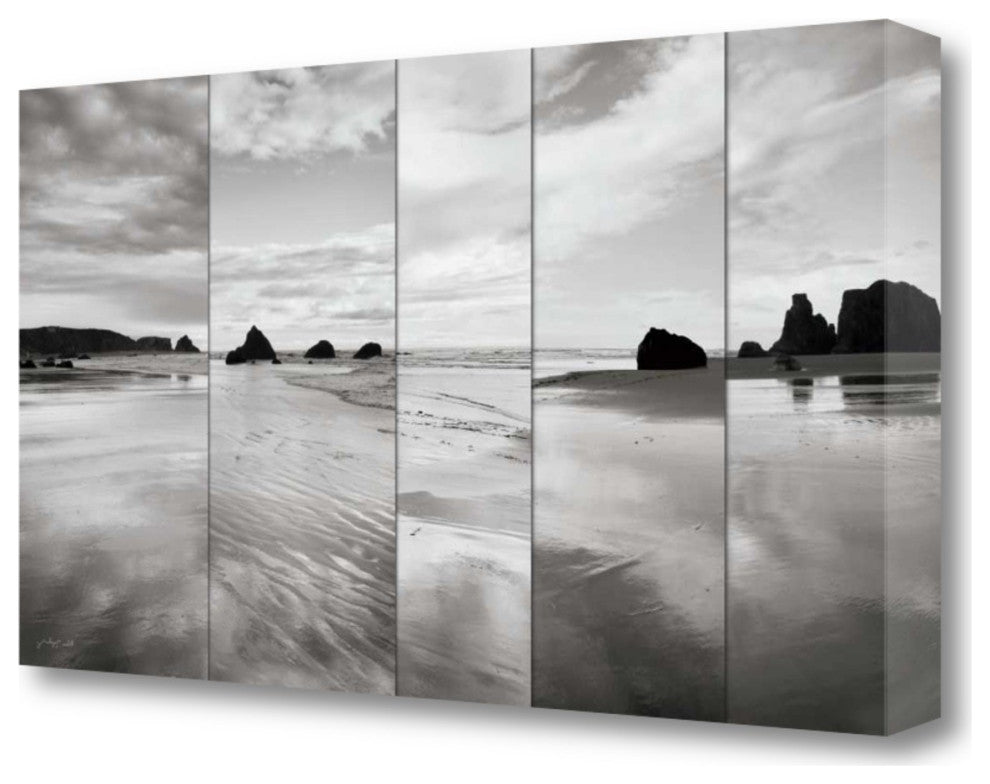 47" Modern Black and White Beach Giclee Wrap Canvas Wall Art