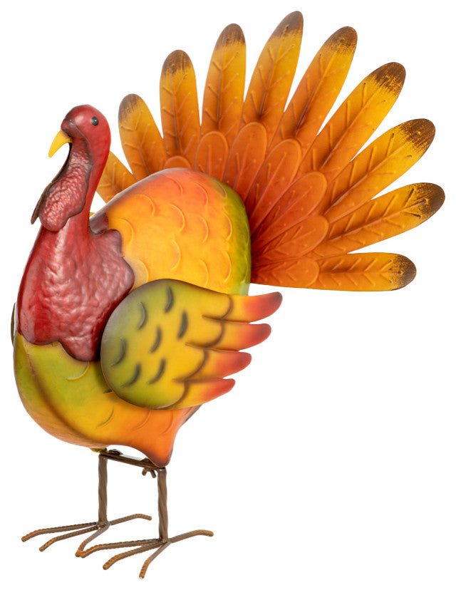 21.5"H Thanksgiving Metal Turkey Porch Decor