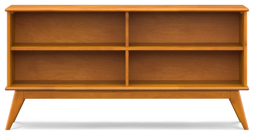 Draper SOLID HARDWOOD Mid Century Low Bookcase, Teak Brown