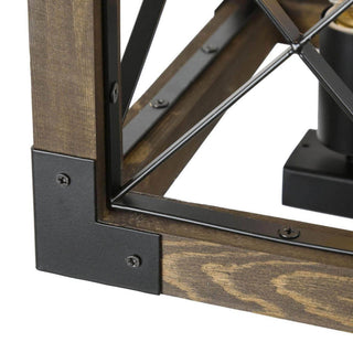 LNC 5-Light Farmhouse Rectangular Wood and Metal Kitchen Island Lighting