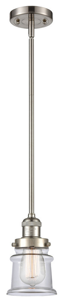 Small Canton 1-Light Mini Pendant, Brushed Satin Nickel, Clear