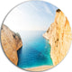 Blue Sea In Between Big Rocks, Seashore Large Disc Metal Wall Art, 23"