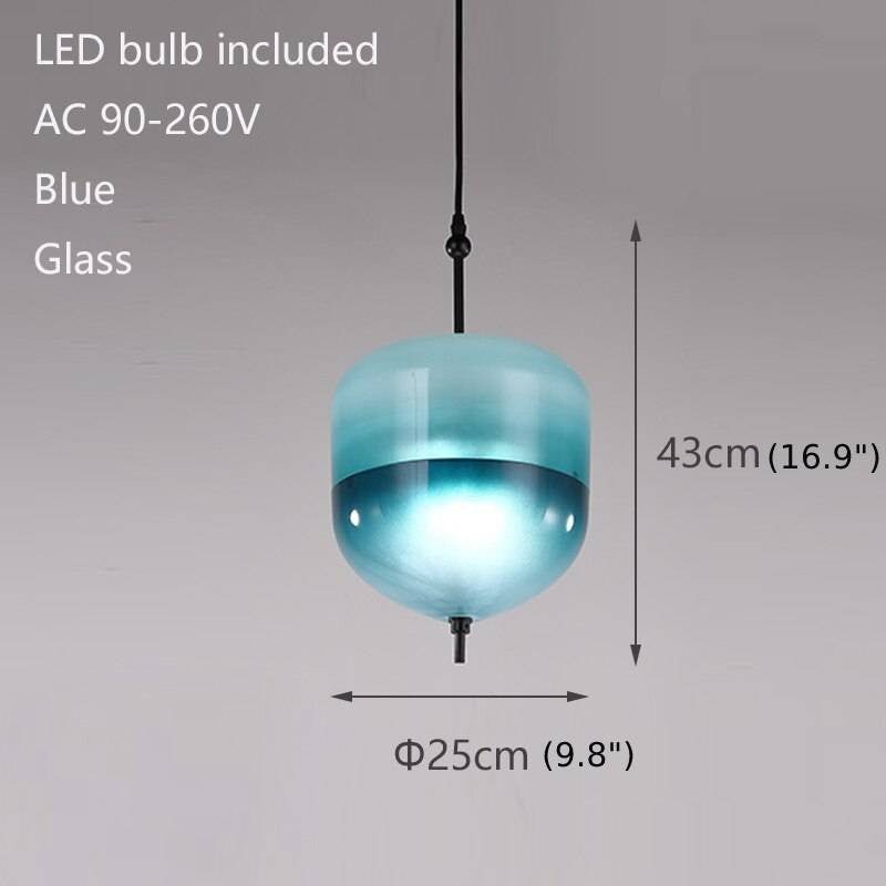 Blue/White Drop-shaped Glass LED Hanging Lamp for Kitchen Island, Blue, B