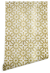 Deny Designs Schatzi Brown Hara Tiles Golden Wallpaper, Yellow, 2'x10'