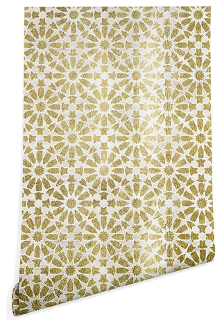 Deny Designs Schatzi Brown Hara Tiles Golden Wallpaper, Yellow, 2'x10'