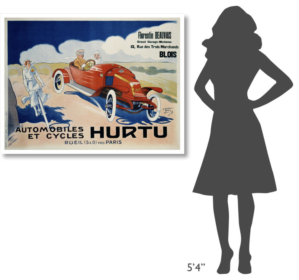 "Hurtu Automobiles et Cycles" Digital Paper Print by O'Galop, 46"x35"