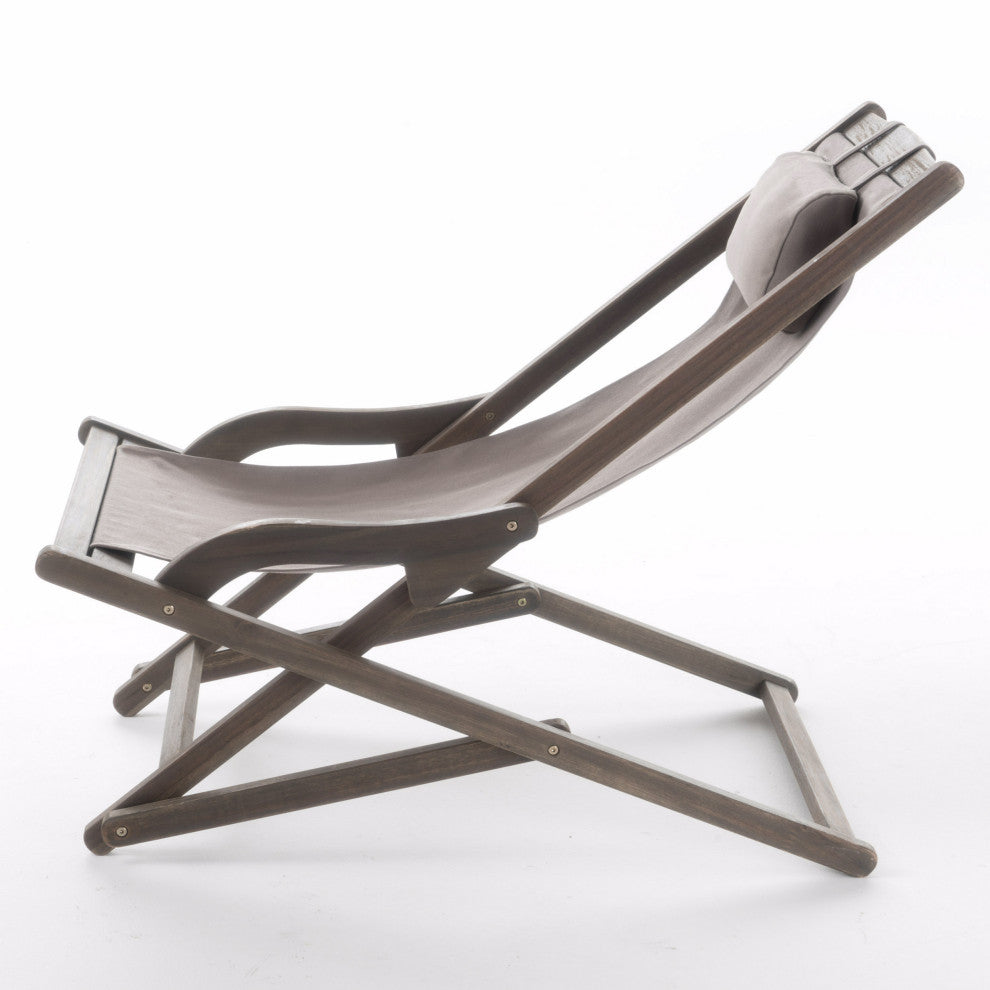 GDF Studio Northland Outdoor Wood and Canvas Sling Chairs, Set of 2, Taupe