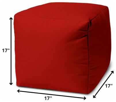 17  Cool Primary Red Solid Color Indoor Outdoor Pouf Cover
